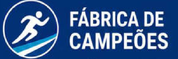 Identidade gráfica original do projeto Fábrica de Campeões, com pictograma esportivo e tipografia institucional