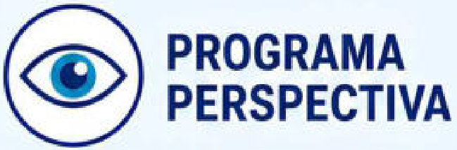 Identidade gráfica original do Programa Perspectiva, com símbolo do olho e tipografia institucional